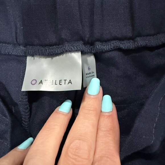 Athleta Linen Ankle‎ Pant Navy Blue Size 6 - Picture 5 of 9